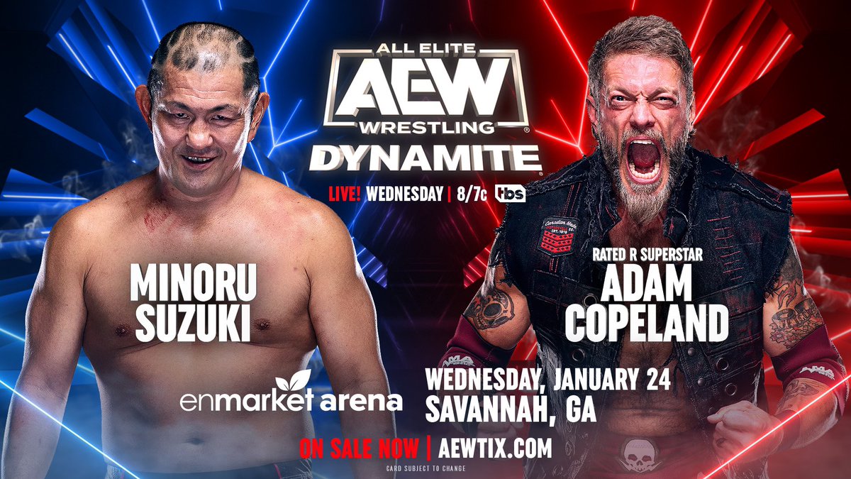 AEW Dynamite Preview (1/24): Adam Copeland Faces Minoru Suzuki, Swerve Strickland, Hangman Page In-Action, More